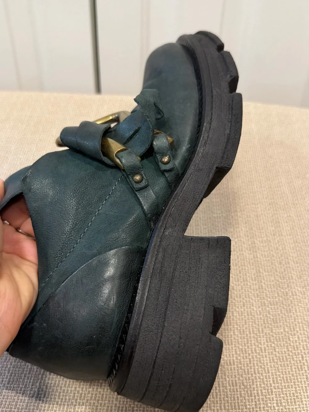 A.S. 98 Laken Womens Green Leather Slip On Casual Dress Boots Size 38 US 7.5